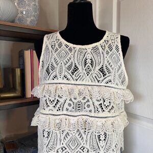 Zara Crop Lace Ruffle Tank - Size M